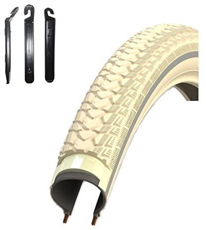 1 x Rexway Shopper Pannenschutz Fahrradreifen Creme mit Reflex 47-622 (28 x 1,75) inkl. maxxi4you Reifenheber