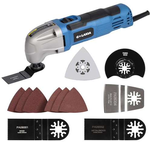 G LAXIA Oscillating Tool, 1.5A Oscillating Multi Tool with with 3° Oscillation Angle, 12 Piece Accessories Scraping, Grinding, Sanding, Cutting