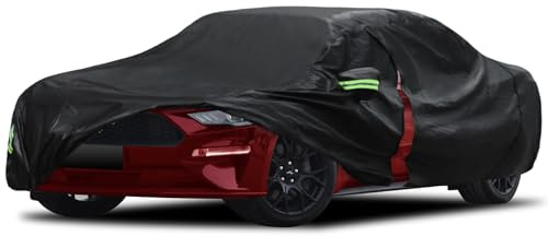 Migaven 6 Layers Car Cover Custom Fit for Ford Mustang 1994-2025, for Chevy Camaro 2010-2025, Waterproof Full Exterior Cover Rain Sun Protection with Door Zipper & Inner Cotton