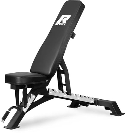 RITFIT Adjustable Weight Bench with Multiple Back Positions for Full Body Workouts, Incline, Decline, and Flat Settings for Home Gym Strength Training, 1300LB Capacity
