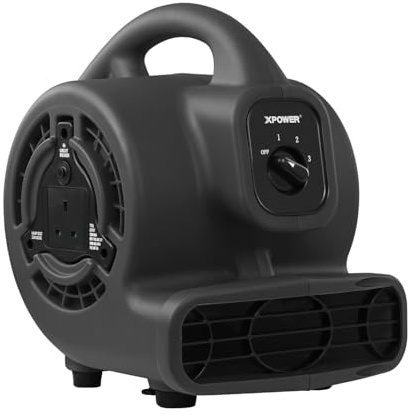 XPower P-80A Mini Mighty Centrifugal Air Mover Carpet Dryer Floor Fan Blower Stackable for Water Damage Restoration Janitorial Plumbing Home Use