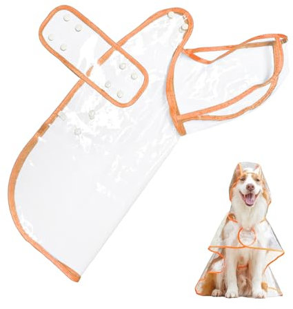 Fayemint Hunde Regenmantel mit Kapuze, Wasserdicht, Transparent, Verstellbar, für Hunde unterschiedlicher Größe und Form