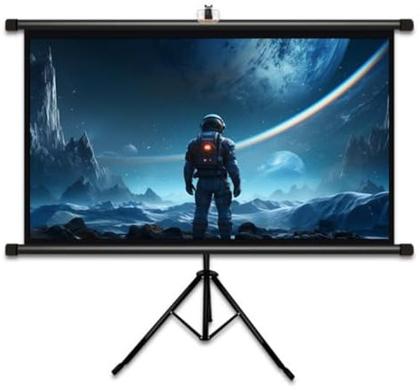 OPOLDBDMAC Projector Screen With Tripod Stand, Portable Wrinkle-Free 60 Inch 16:9/4:3 4K HD Screen, Adjustable Height, White Matte Fabric
