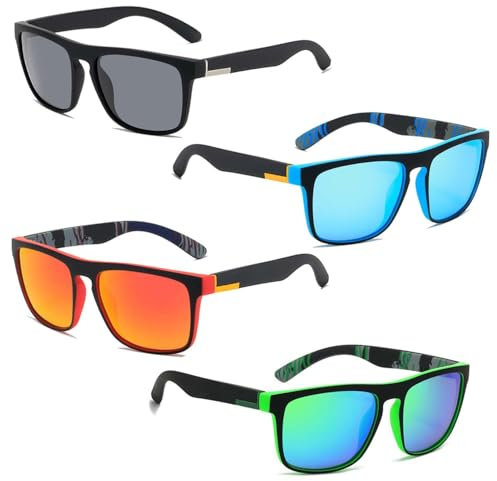 FeiOne 4 Paar Sonnenbrille Herren and Damen, Party Brille, Sonnenbrillen Herren/Damen Verfügbar, Partybrillen, Sportarten Mode Sonnenbrille, UV Schutz, Unisex