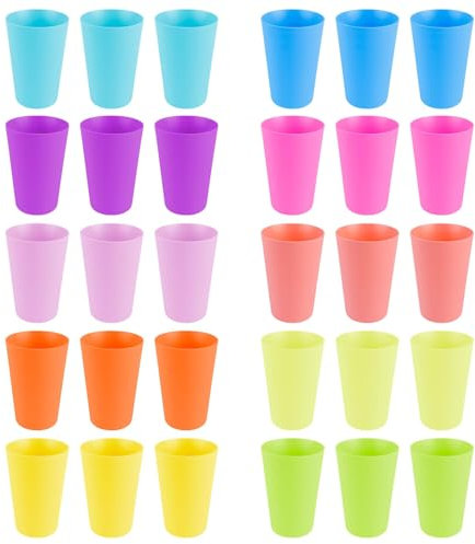 Lot de 30 Gobelets en Plastique Colorés et Réutilisables pour Enfants