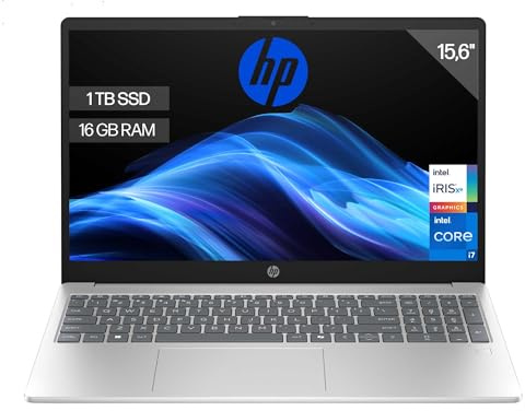 HP 15-fd0373ns - Ordenador portátil de 15.6 FHD (Intel Core i7-1355U, 16GB RAM, 1TB SSD, Intel Iris Xe Graphics, Sin Sistema operativo) Plata - Teclado QWERTY Español