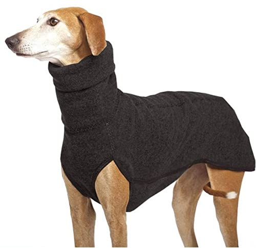 Imily Bela Maglione per cani in pile, con collo alto, caldo, per cani di piccola taglia, nero, M