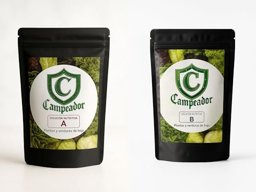 CAMPEADOR Solución Nutritiva para Plantas de Hoja | Nutriente Hidropónico y para Cultivo en Tierra | Complejo Nutritivo para Huerto, Jardín, Macetas, Interior y Exterior, Crecimiento Rápido, – 1L