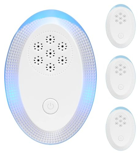 vsshe 4 st ultraljud skadedjursmedel, ultraljudsavstötande mus, elektroniska myggavvisande insekter för inomhusbruk, anti-kackerlackor, flugor, myggor, möss, spindel, 100 % ofarlig