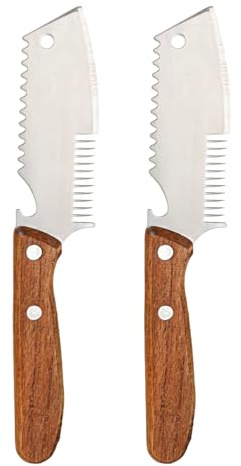 OSOLADY 2 coltelli in Acciaio Inossidabile per sminuzzare - Affetta cipolle Verdi - Coltello per sminuzzare la Seta - Raschietto per Squame di Pesce e apribottiglie 3 in 1 - Gadget da Cucina con