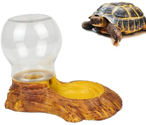 Reptile Water Feeder Automatic Basin Resin Wood Shape for Reptiles | Smooth Coated Finish, Tasteless Surface, Easy Cleaning, Landscaping Decor, Suitable for Tortoise and Lizard Enclosures