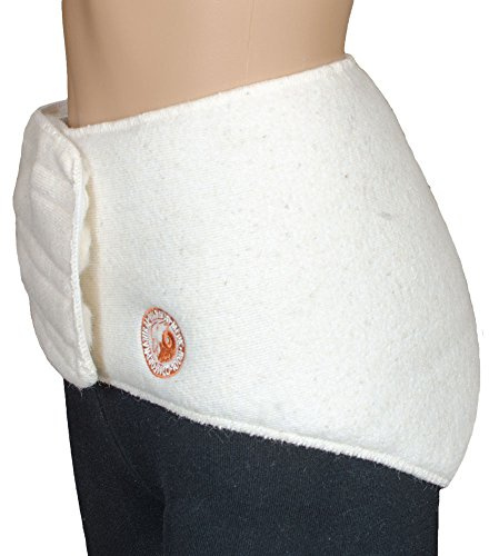 Samwo, Calentador de riñones Parche de Calor Lumbar 100% Lana Merino, Elástico con Cierre de Velcro, Lavable a 30 Grados, Naturaleza, S