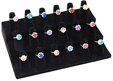 Stratalife Velvet Ring Holder, 18 Slot Finger Ring Display