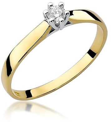 Damen Solitär Versprechen Ring Verlobungsring Antragsring 585 14k Gold Gelbgold natürlicher echt Diamant Brillanten