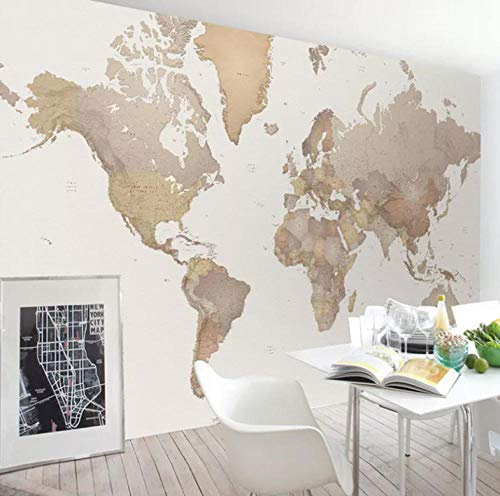 Papier Peint Adhésif Carte Du Monde Rétro: Poster Wallpaper Geant Photo Mural Intissé Autocollant Tableaux Muraux Salon Chambre Décoration-200x140cm