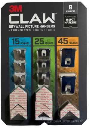 3M Claw Drywall Picture Hangers, 8 Hangers