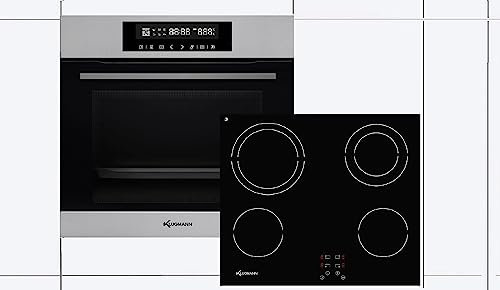 Backofen-Set, Einbau Herdset autark, 1-fach-Teleskopauszug, TFT Display, AquaLystic, 3-fach Verglasung, Einbau Kochfeld 60cm Vitroceramic