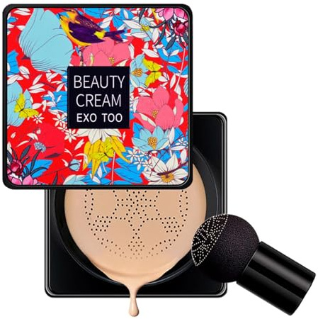 Crème cc à coussin d'air à tête de champignon,Base de Maquillage BB Cream Air Cushion Air Cushion CC Cream,Couverture Parfaite,Facile à maquiller,Portable