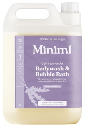 Miniml Natural Eco Body Wash and Bubble Bath – 5L Refill Lavender and Chamomile - For all skin types - Hypoallergenic Dermatologically Tested - Sulphate & Paraben Free, Vegan & Cruelty Free