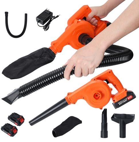 SHINROAD 24V Kabelloser Laubbläser und Sauger mit 2 * Akku und Ladegerät, 2 IN 1 Akku Laubsauger & Akku Laubbläser, 600Watt, 210Km/h