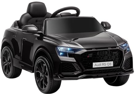 HOMCOM Voiture électrique Enfants sous Licence Audi RS Q8, Voiture à Batterie 6 V, véhicule électrique avec télécommande, USB, Musique, Bluetooth, pour Enfants de 3-5 Ans, Noir