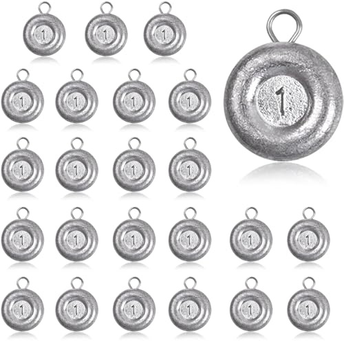 Pfeibk Fishing Weights Sinkers Disc Sinkers, Coin Fishing Sinkers Surf Fishing Weights Saltwater Bottom Fishing Trolling Catfish Weights, Heavy Fish Weight 1oz 2oz 3oz 4oz 5oz (24pcs 1oz)