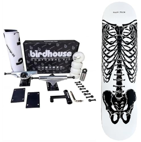Skateboard completo scheletro assembla il tuo skate tavola acero canadese Skeleton e set up professionale Birdhouse (Skeleton, 8.0)