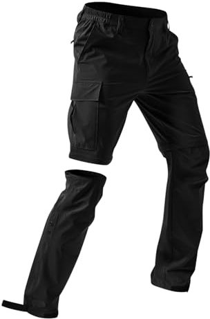 Herren Wanderhose Zip Off Trekkinghose Outdoorhose Atmungsaktiv Wasserdicht Softshellhose Entfernbar Schnell Trockend Outdoor Funktionshose mit Multi Taschen Jogginghose für Wandern,Fahrrad,arbeits