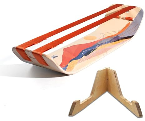 GIBBON SlackBoard Plus & Stand - 2-in-1 Slackline Balance Board for Adults - Workout Equipment Home Gym Training - Wooden Balance Trainer, Standing Desk Exercise, Yoga, Agility, Pilates, Core, Fitness