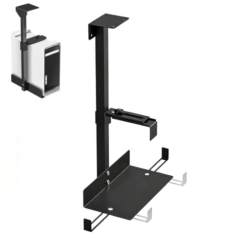RATSTONE Supporto PC Fisso，Supporto PC da Scrivania e a Parete per Case Computer,Support Regolabile Heavy Duty Fino a 30 kg, Altezza Regolabile 110-470 mm, Salvaspazio per Ufficio & Gaming