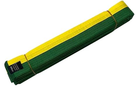 BOJHGO 2 st TKD Aikido-uniform Taekwondo bälte polyester bomull lättfäst Judo Karate ranking midjeband färgat, Gulgrön, en storlek