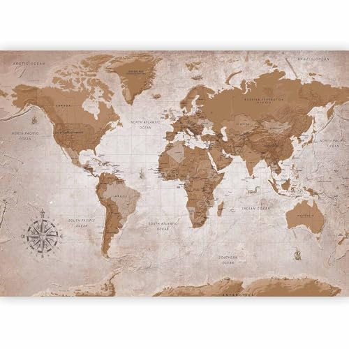 Fotomurale murando Carta da parati 300x210 cm TNT Murale alla moda Decorazione da Muro XXL Poster Gigante Design Carta per pareti Mappa del Mondo Continente k-A-0108-a-a
