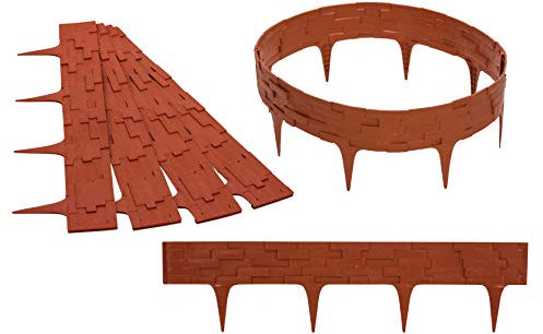 GARDENIX Stein Rasenkante Kunststoff - Beetumrandung Steinoptik, 3.16m Gartenpalisade, Beeteinfassung Terracotta, 4 Module, UV-beständig Beetzaun, Gartenpalisade Vielseitig Einsetzbar