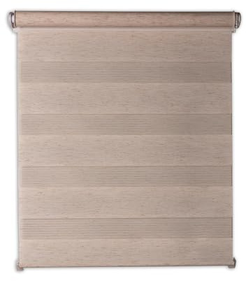 Deco4Me Doppelrollo Klemmfix ohne Bohren - Beige-meliert, 70 x 200 cm - Vario Duo Rollo in Leinen, Holzoptik - lichtdurchlässig & Blickdicht - Stoffbreite 66 cm
