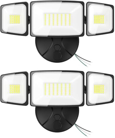 Onforu 2 Pack 75W Flood Lights Outdoor, 7000LM LED Flood Lighting Outdoor Switch Controlled, IP65 Waterproof Exterior Floodlight Fixture with 3 Adjustable Heads, 6500K Security Light for Garage Yard
