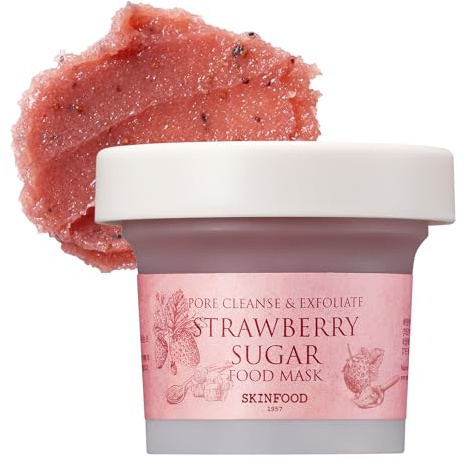 SKIN FOOD since 1957 Maske Erdbeerzucker 120g - Gesichtsporenreiniger, feuchtigkeitsspendende & nährende Körperhaut - Gesichtsmasken mit BHA Poren- und Talgreinigungspeeling (4,23 oz) abwaschen