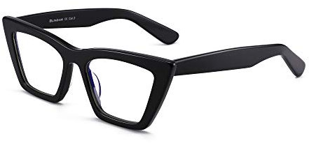 GLINDAR Occhiali Luce Blu Occhi di Gatto. Protezione contro Schermi e Monitor. Montatura in Acetato di Alta Qualità - Per Donna. [Nero]