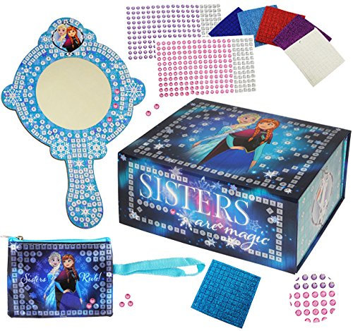 alles-meine.de GmbH Bastelset XL Schmuckkasten/Schatzkiste & Spiegel - die Eiskönigin - Frozen & Schminktasche - Schmuckset mit Bekleben - Handspiegel - Mädchen - z.B. fü..