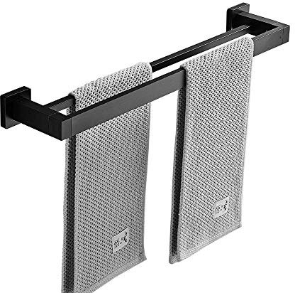MONSTE Serviette Noir Mat Double Barre Porte-Serviettes Support Mural en Acier Inoxydable 2 Barres Étagère De Salle De Bain Accessoires De Salle De Bain (Size : 50CM)