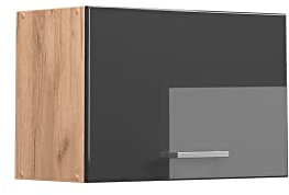Vicco Hängeschrank R-Line, Anthrazit Hochglanz/Goldkraft Eiche, 60 cm Flach