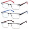 MODFANS 3 Occhiali da Lettura per Uomo Occhiali Vista Anti Luce Blu Metallo Acciaio Inox Leggera Rosso Blu Marrone