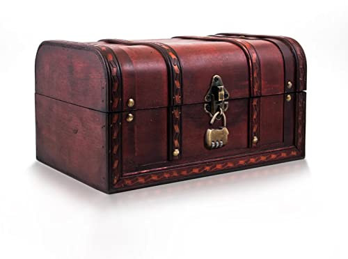 infinimo Caribe Coffre au trésor avec Cadenas à Code - Coffre en Bois 28 x 19 x 15 cm - Idéal comme boîte Cadeau pour Mariage et Anniversaire