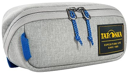 Tatonka Kulturbeutel Square Zip Pouch S (1L) - Aufklappbare Waschtasche mit 2 Reißverschluss-Netztaschen PFC/PFAS-frei - 8 x 19 x 7 cm (Grey)