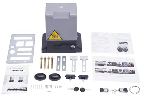 Azionamento elettrico scorrevole per cancelli scorrevoli, 1200 kg, azionamento per cancelli scorrevoli, 550 W, azionamento per porta del garage, con 2 telecomandi, ideale per hotel, fabbriche e