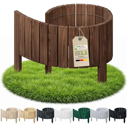 Floranica Flexibel bäddkant impregnerad 100 cm (kan kortas) rabattkant trä av furu Trädgårdsstaket Palisadstaket Trästaket Dekorativt staket Rollboarder Bäddstaket, Höjd:30 cm, Färg:Brun