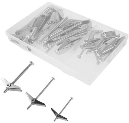 Amosfun 24pezzi Ancoraggi Per Cartongesso Ad Alta Resistenza Bulloni Levetta Ad Alette Per Fissaggio Su Pareti e Soffitti Realizzati in Zincato Per Durata e Resistenza All Usura Kit Per