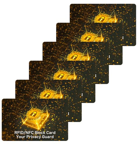 Laicaii Tarjetas de bloqueo RFID, paquete de 6 protectores de tarjetas de crédito dorados, bloqueador NFC sin contacto antirrobo, protector de tarjetas bancarias para cartera, bloqueador RFID seguro
