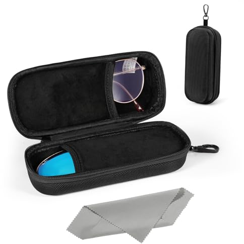 MoKo Estuche Doble para Gafas, Estuche Rígido para Dos Pares de Gafas, Organizador Portátil de Viaje para Gafas de Sol con Cierre de Cremallera, Caja de Almacenamiento para Gafas, Negro