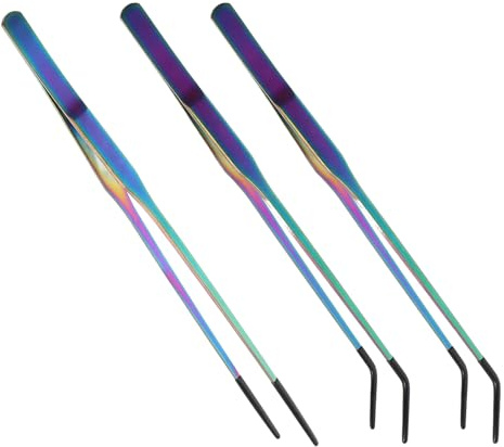 HAPINARY 3 St Delar Reptilmatningstång i Rostfritt Stål och Böjd Pincett med Ergonomisk Design Robust och Hållbar för Ödlor Geckoödlor Ormar och Spindlar och Målinriktad Matning för Små