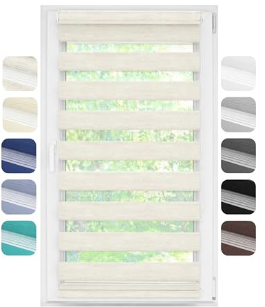 Birrke® Doppelrollo NACH MAß, Rollo Klemmfix ohne Bohren & zum Bohren 2in1